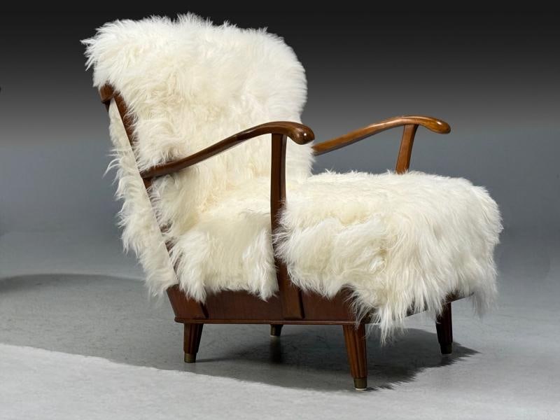 Svante Skogh, Lounge Chairs, Mongolian Fur, Beech, Sweden, 1945 - 9