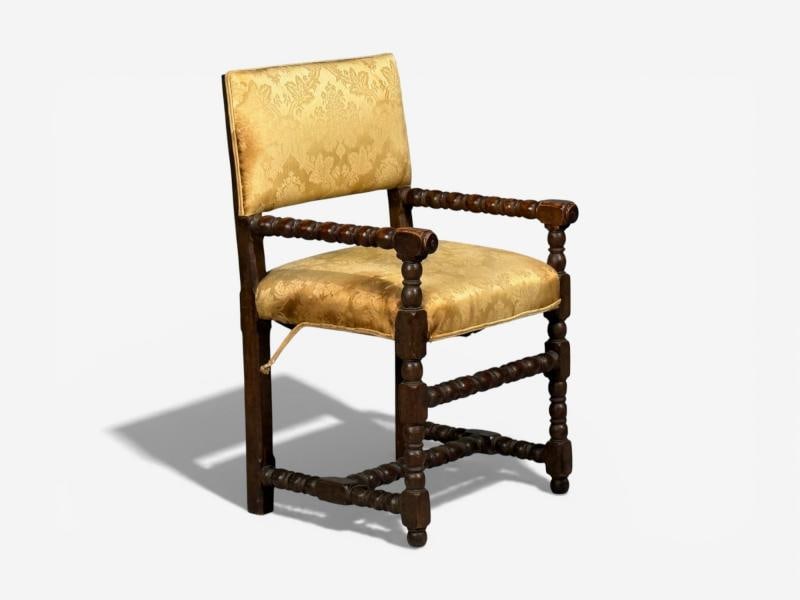 Louis XIII, Barley Twist Occasional Chairs, Fabric, Cherry, France, 17th c. - 5