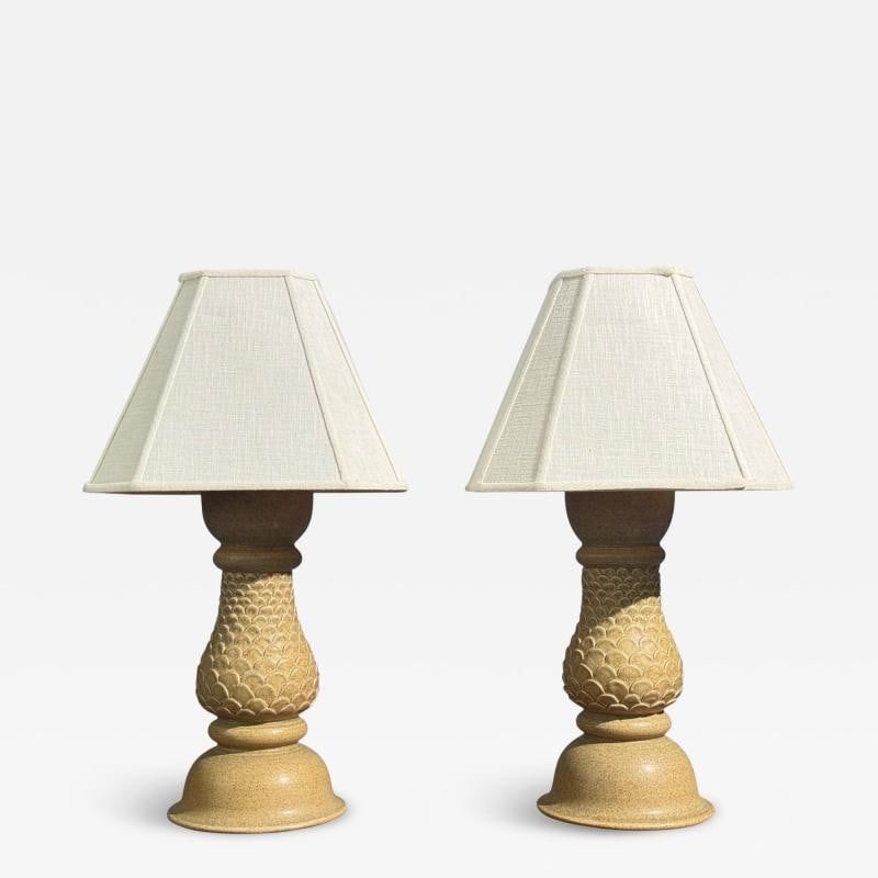 Kaisa Essén, Table Lamps, Beige Stoneware, Sweden, 1980s (1 of 9)