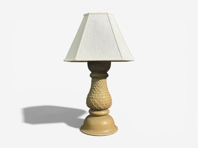 Kaisa Essén, Table Lamps, Beige Stoneware, Sweden, 1980s - 5