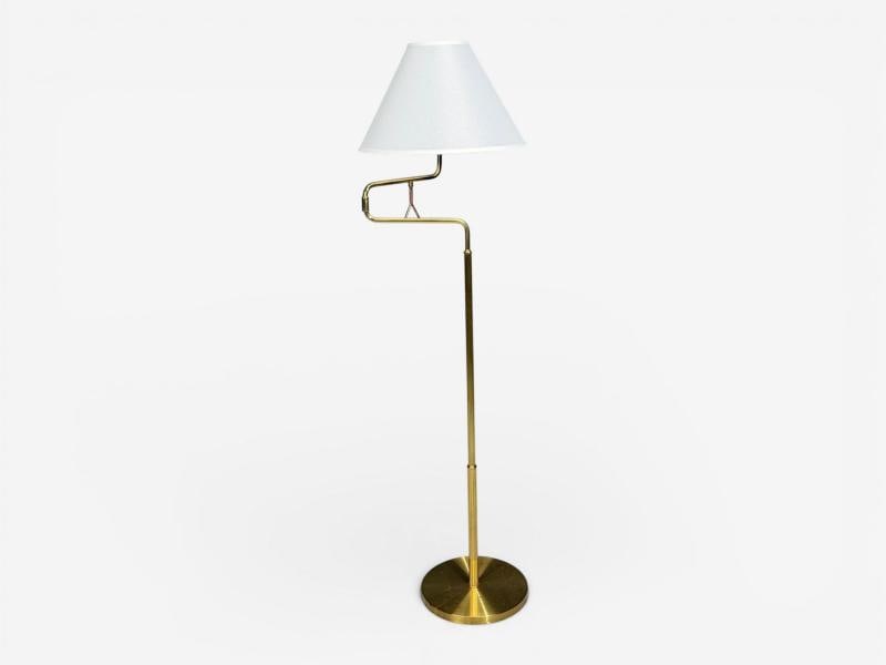 Armaturhantverk Göteborg, Articulating Floor Lamp, Brass, Fabric, Sweden, 1960s - 5