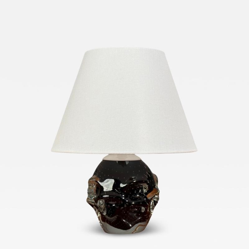 Kosta, Small Table Lamp, Black Glass, Sweden, 1950s: Title: Kosta, Small Table Lamp, Black Glass, Sweden, 1950s Description: Kosta, Swedish Mid-Century Modern, Small Table Lamp, Black Glass, Sweden, 1950s A single black glass table lamp designed and pro