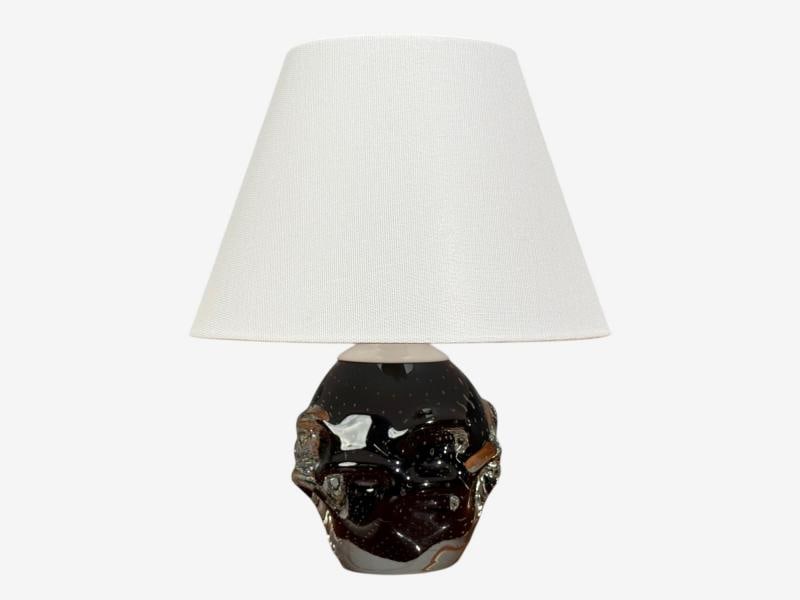 Kosta, Small Table Lamp, Black Glass, Sweden, 1950s - 3