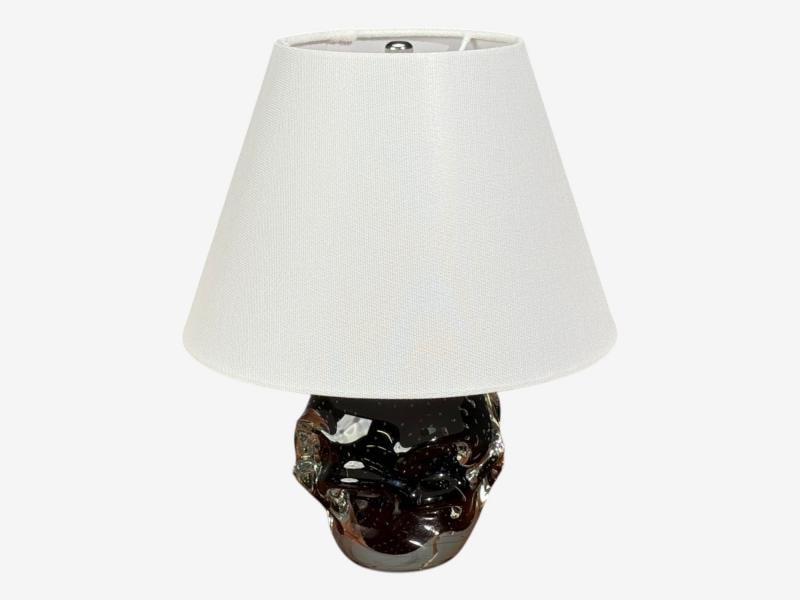 Kosta, Small Table Lamp, Black Glass, Sweden, 1950s - 5