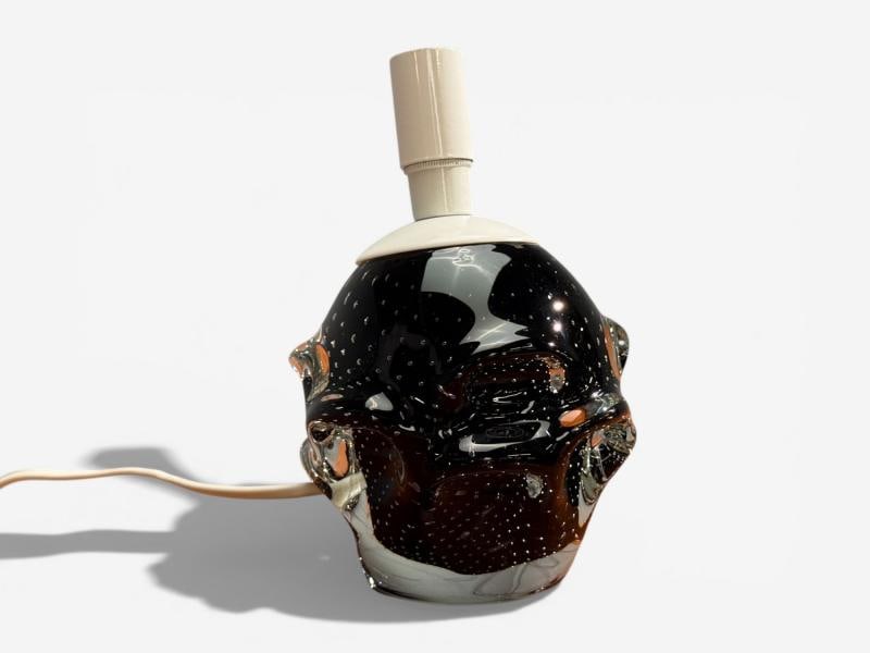 Kosta, Small Table Lamp, Black Glass, Sweden, 1950s - 6