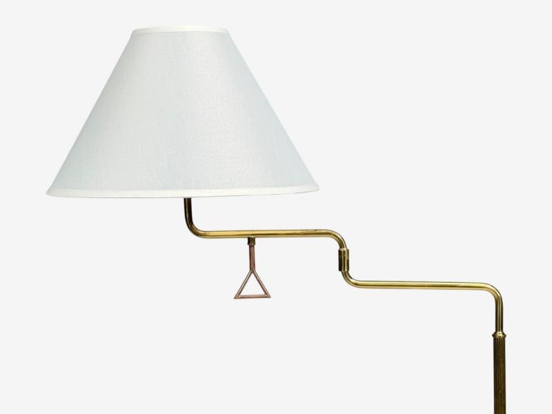 Armaturhantverk Göteborg, Articulating Floor Lamps, Brass, Fabric, Sweden, 1960s - 8