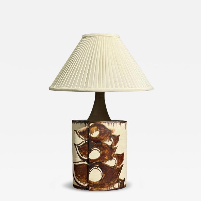 BJ Keramik, Large Table Lamp, Brown Stoneware, Denmark, 1960's (1 of 12)