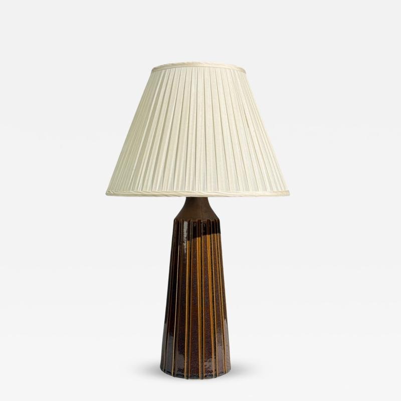 Bruno Karlsson, Large Table Lamp, Brown Stoneware, Sweden, 1960s (1 of 10)