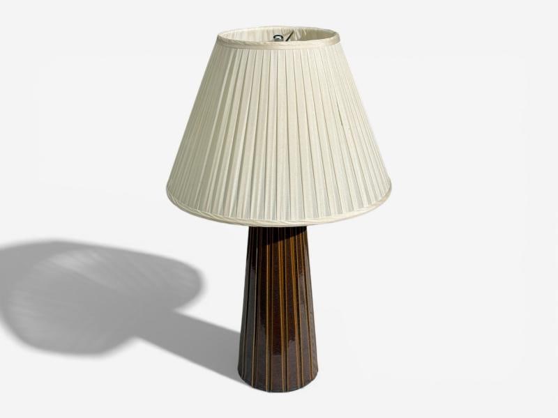 Bruno Karlsson, Large Table Lamp, Brown Stoneware, Sweden, 1960s - 2