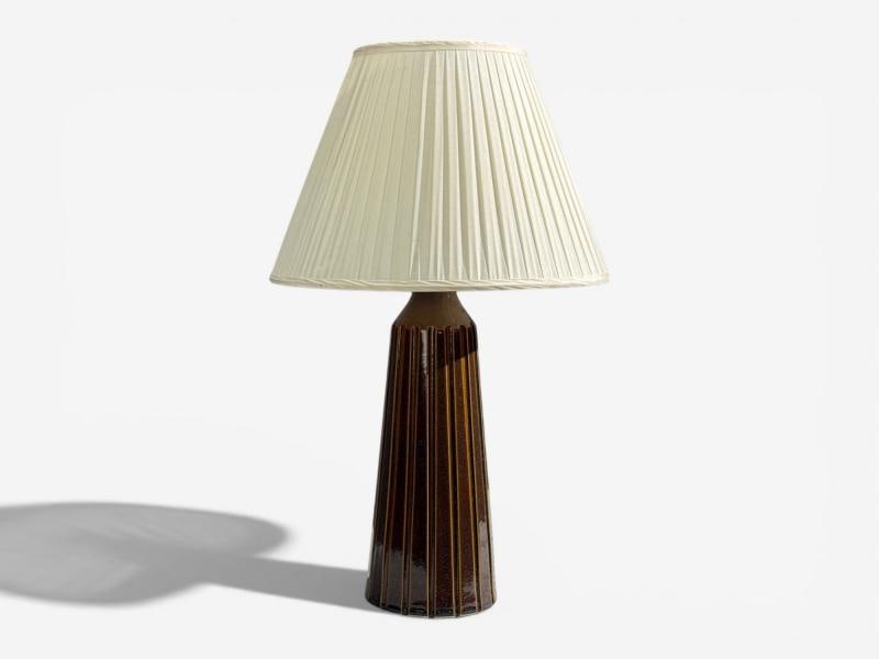 Bruno Karlsson, Large Table Lamp, Brown Stoneware, Sweden, 1960s - 3