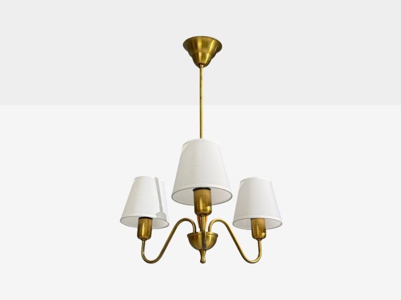 Swedish Modern, Pendant Light, Brass, Wood, Sweden, 1940s - 4