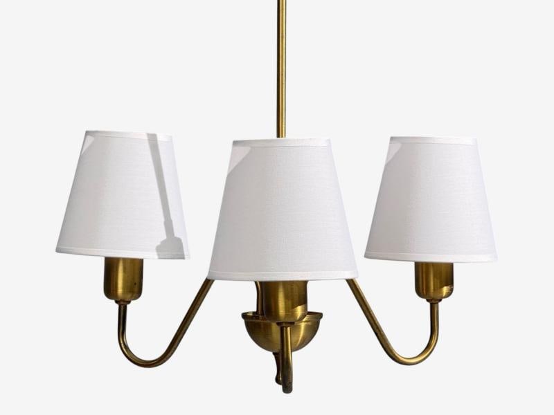 Swedish Modern, Pendant Light, Brass, Wood, Sweden, 1940s - 5
