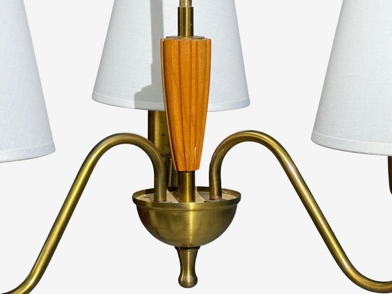 Swedish Modern, Pendant Light, Brass, Wood, Sweden, 1940s - 6
