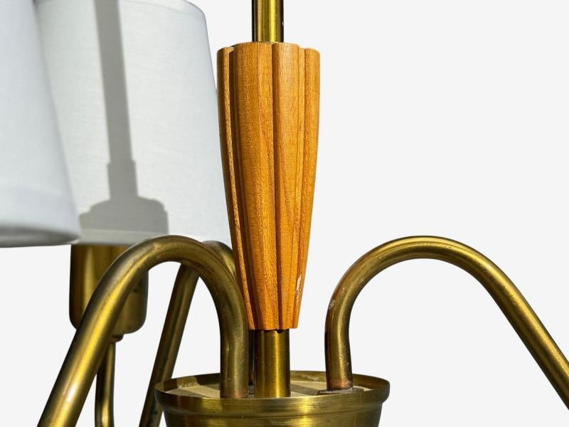Swedish Modern, Pendant Light, Brass, Wood, Sweden, 1940s - 7