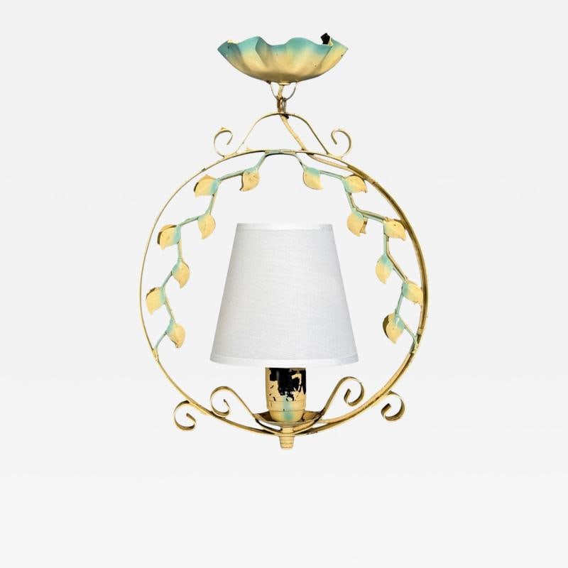 Swedish Modern, Pendant Light, Painted Metal, Sweden, 1950s: Title: Swedish Modern, Pendant Light, Painted Metal, Sweden, 1950s Description: Swedish Mid-Century Modern, Pendant Light, Painted Metal, Sweden, 1950s A heavily patinated painted metal pendant