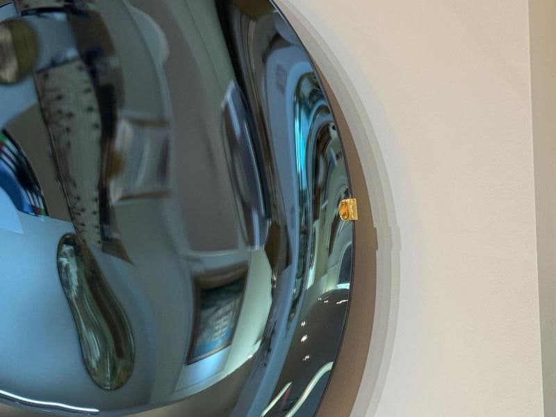 Contemporary, Modern Space Age Wall Mirror, Blue Concave Glass, Brass - 9