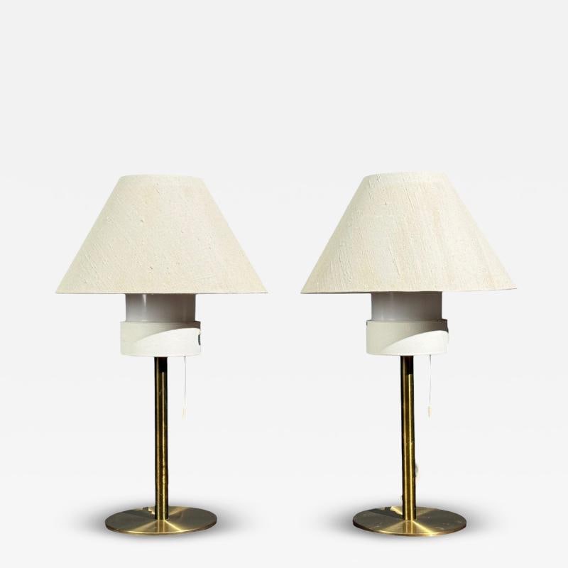 Luxus, Table Lamps, Brass, Fabric, Sweden, 1960s (1 of 10)
