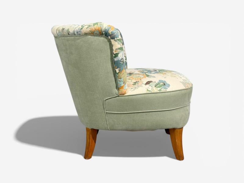 Swedish Modern, Lounge Chair, Floral Fabric, Beech, Sweden, 1950s - 7