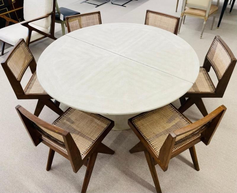 Set of Ten Pierre Jeanneret Hand Cane Chairs, Teak, Cane - 3