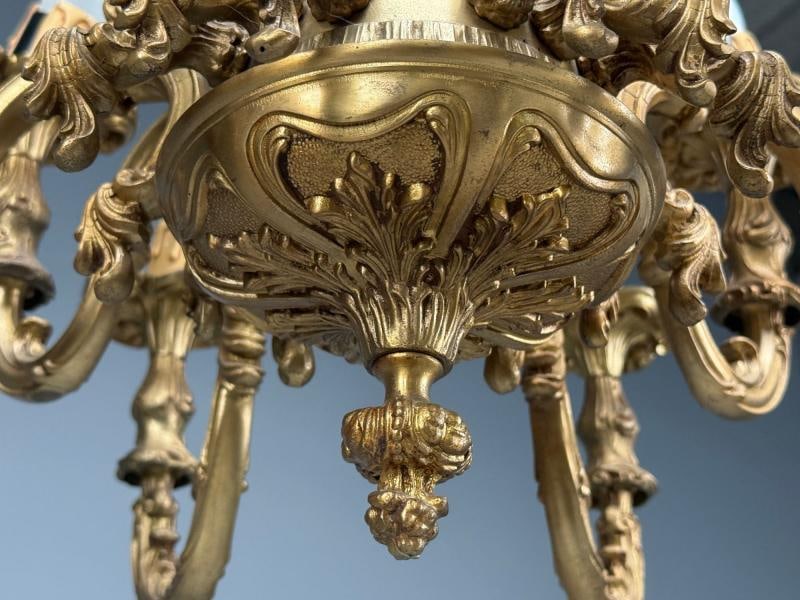 Baroque, Scroll Form Chandelier, Dore Bronze, France, 19th/20th Century - 11