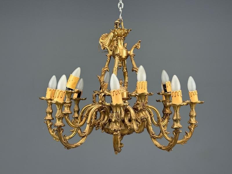 Baroque, Scroll Form Chandelier, Dore Bronze, France, 19th/20th Century - 2
