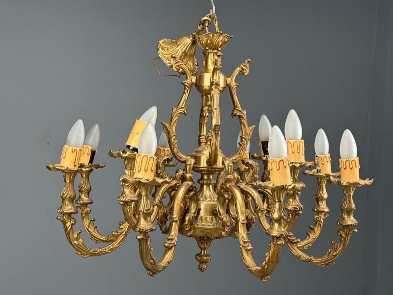 Baroque, Scroll Form Chandelier, Dore Bronze, France, 19th/20th Century - 3