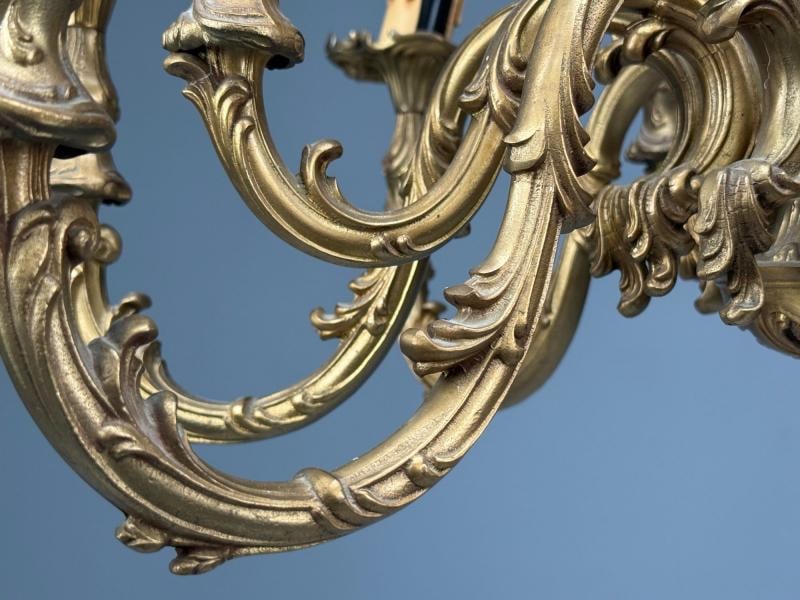 Baroque, Scroll Form Chandelier, Dore Bronze, France, 19th/20th Century - 9