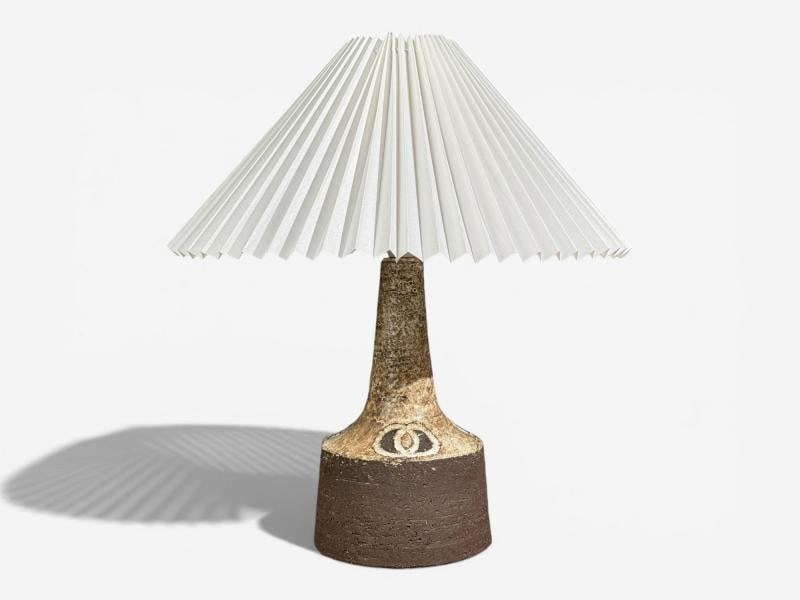 Fridtjof Sejersen, Table Lamp, Brown Ceramic, Denmark, 1960s - 2
