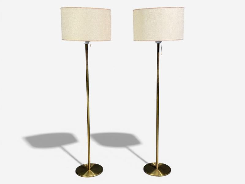 Luxus Vittsjö, Floor Lamps, Patinated Brass, Sweden, 1960s - 2