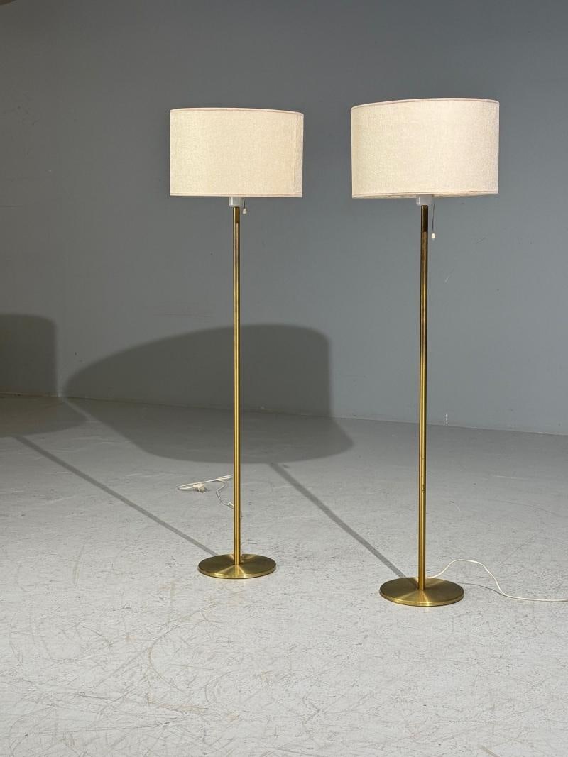 Luxus Vittsjö, Floor Lamps, Patinated Brass, Sweden, 1960s - 3