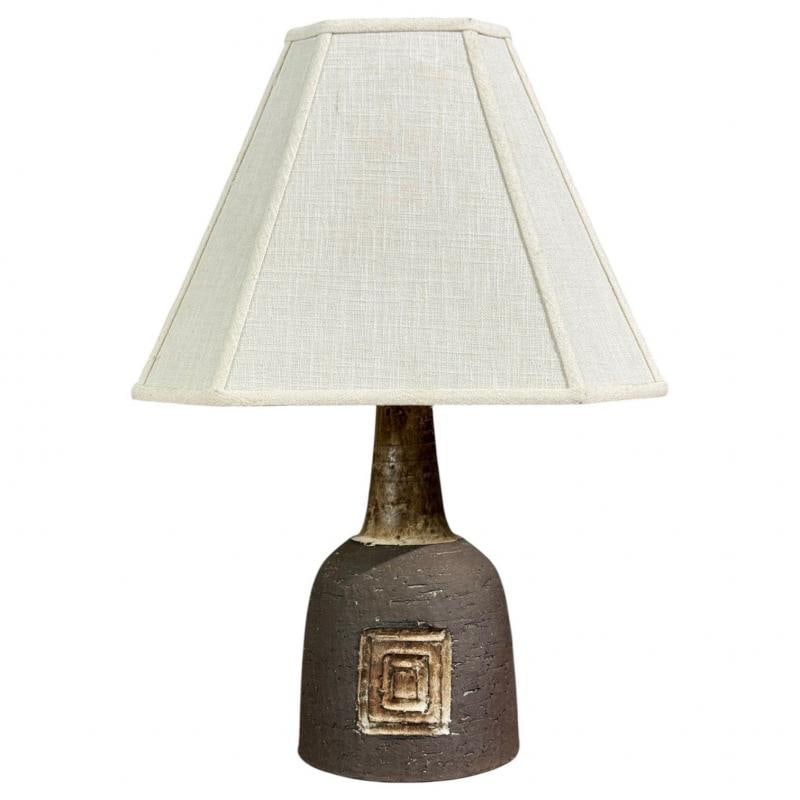 Fridtjof Sejersen, Table Lamp, Brown Ceramic, Denmark, 1960s - 11