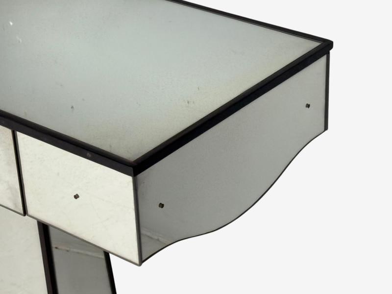 Art Deco Style, Mirrored Console Tables, Painted Wood, Distressed Glass - 8