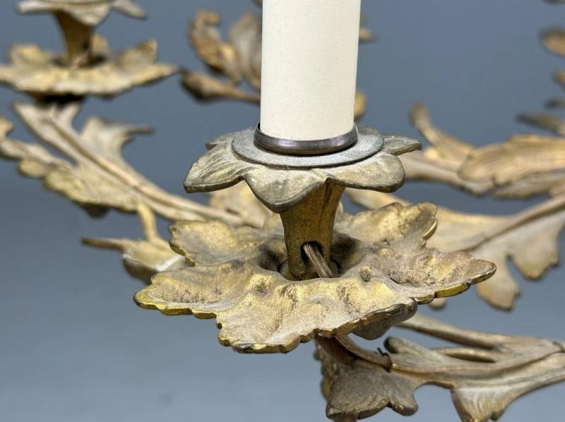 Rococo Style, Leaf and Vine Chandelier, Dore Bronze, Italy, 1920s - 10