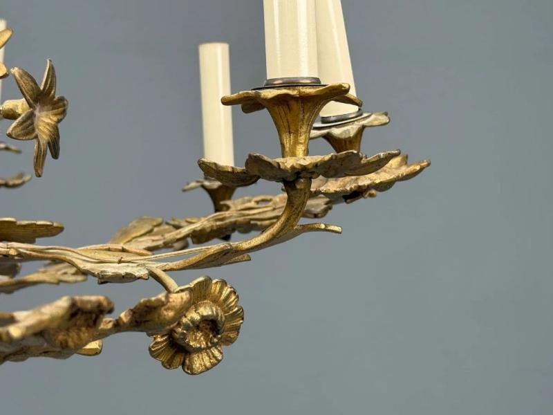 Rococo Style, Leaf and Vine Chandelier, Dore Bronze, Italy, 1920s - 7