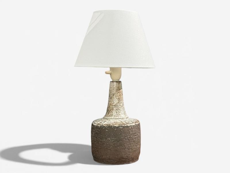Fridtjof Sejersen, Table Lamp, Brown Ceramic, Denmark, 1960s - 2