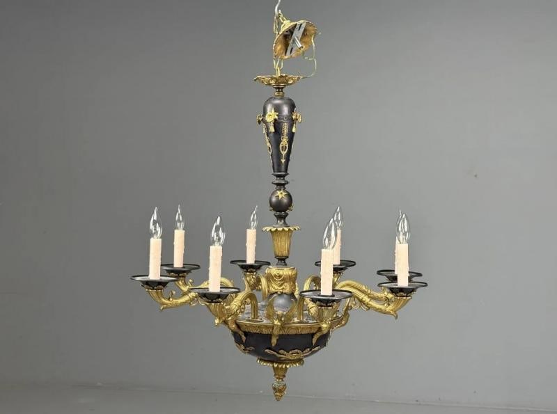 Federal Style, Chandelier, Bronze, Ebony, Europe, 1960s - 2