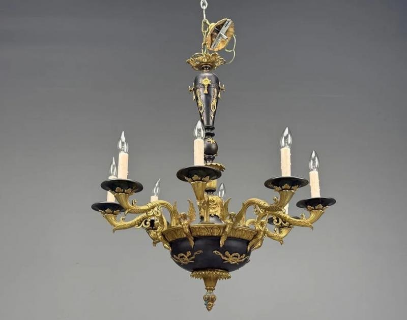 Federal Style, Chandelier, Bronze, Ebony, Europe, 1960s - 3
