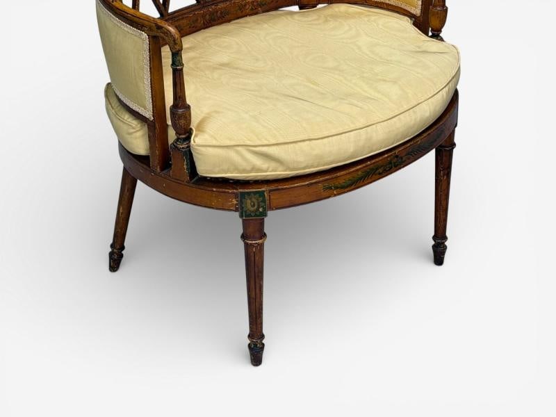 Adams Style, Chair and Ottoman, Painted Wood, Fabric, USA, 1930s - 4