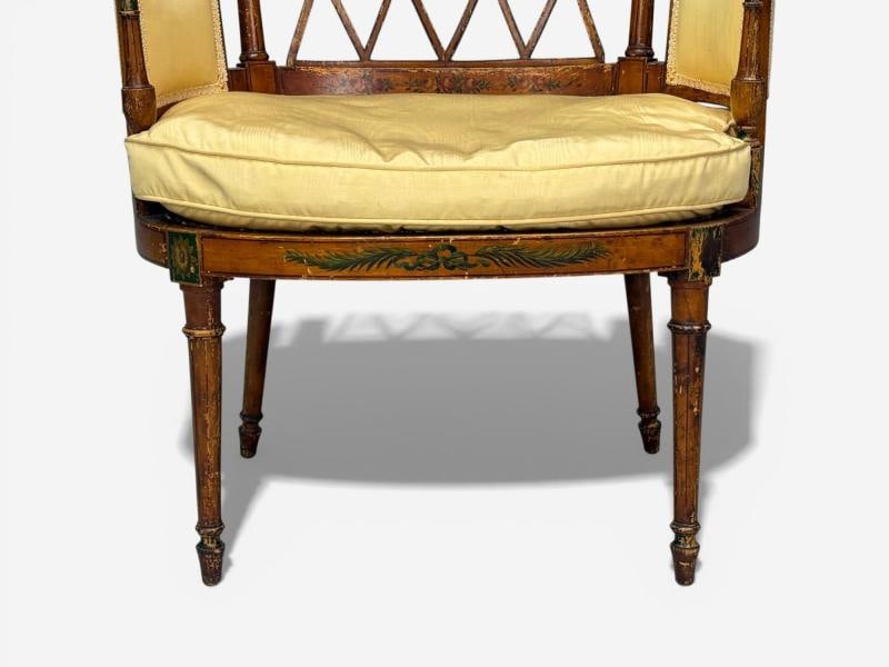 Adams Style, Chair and Ottoman, Painted Wood, Fabric, USA, 1930s - 7