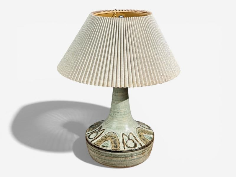 Noomi Backhausen, Table Lamp, Green Ceramic, Denmark, 1960s - 3