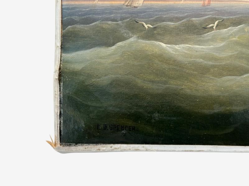 William Ball Spencer, Oil on Canvas, Seascape Painting, British, 19th C. - 12
