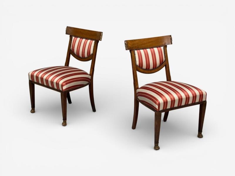 Neoclassical Style, Occasional Chairs, Carved Wood, Silk, England, 19th c. - 6
