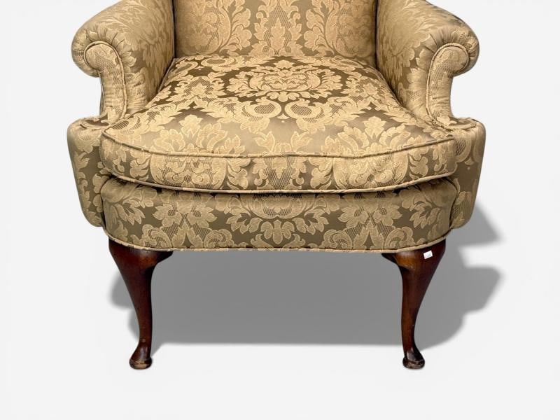 Queen Anne, Wingback Chair, Fabric, Mahogany, England, 19th c. - 6