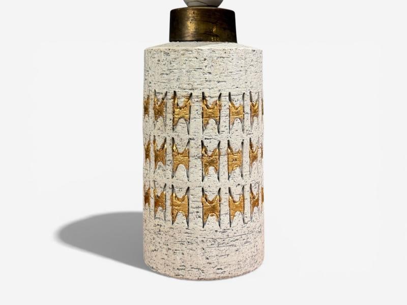 Bitossi, Table Lamp, Chamotte Clay, Gold Leaf, Italy, 1960s - 7
