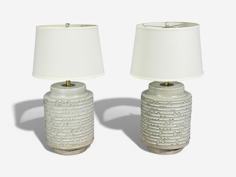 David Cressey, Earthtone Glaze Ceramic, Large Table Lamps, USA, 1970s - 4