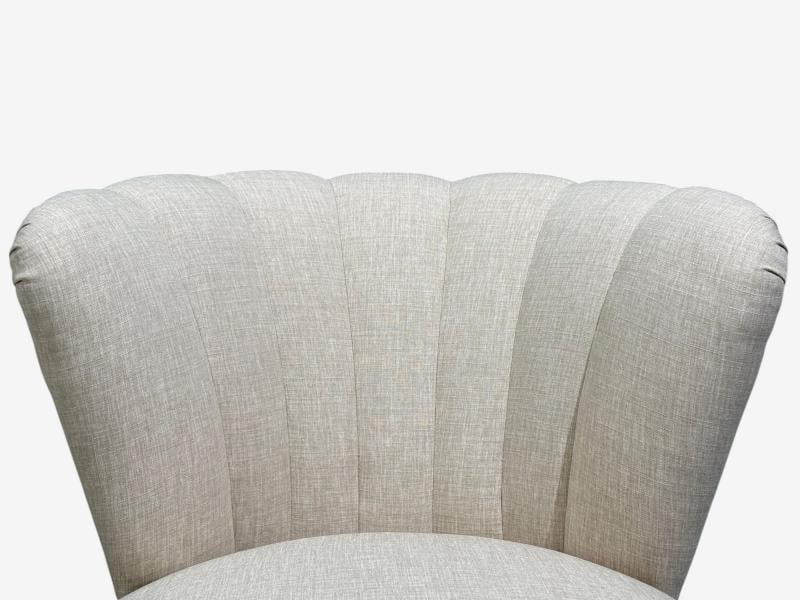 Carl-Johan Boman, Easy Chairs, Beige Linen, Wood, Finland, 1950s - 7