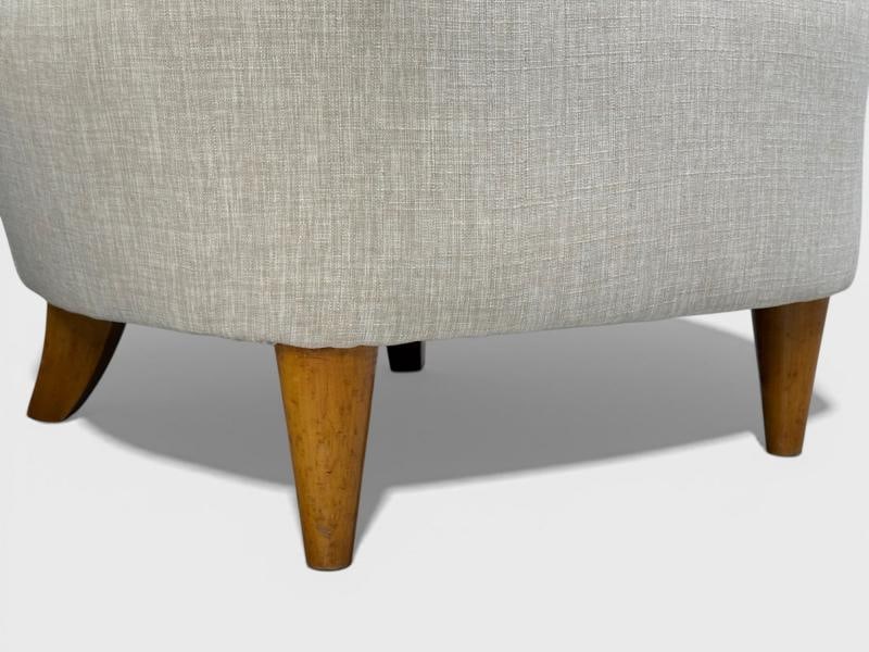 Carl-Johan Boman, Easy Chairs, Beige Linen, Wood, Finland, 1950s - 8