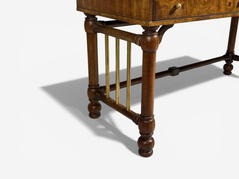 Mastercraft Style, Hollywood Regency, Writing Desk, Burl, Brass, USA, 1960s - 11