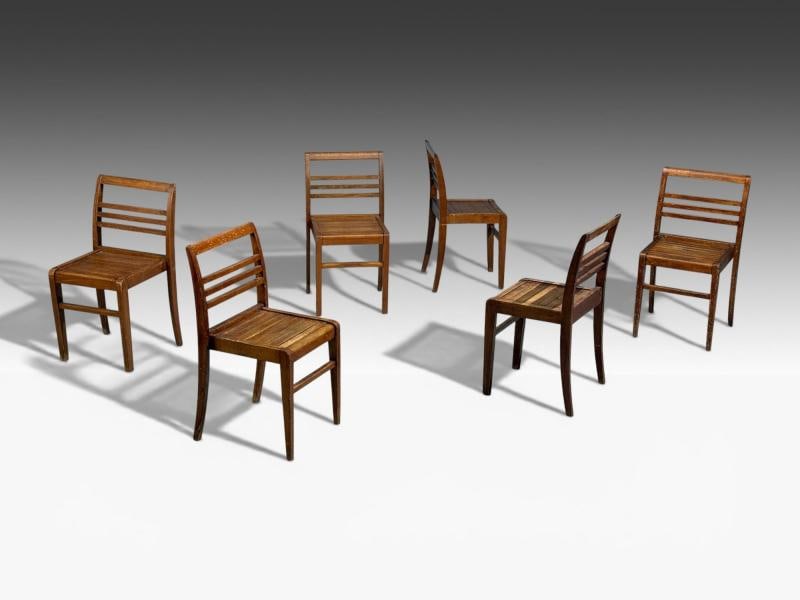 Rene Gabriel, Reconstruction Era Dining Chairs, Beech Wood, France, 1940s - 2
