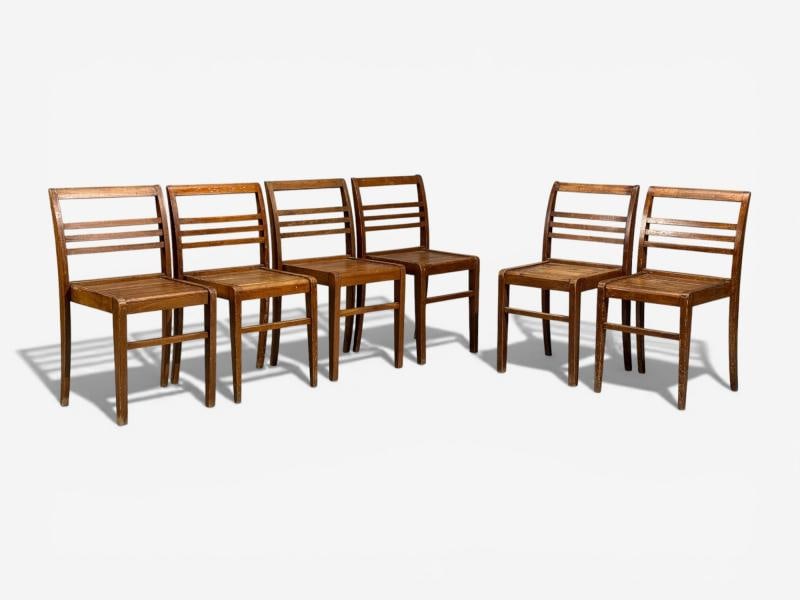 Rene Gabriel, Reconstruction Era Dining Chairs, Beech Wood, France, 1940s - 3